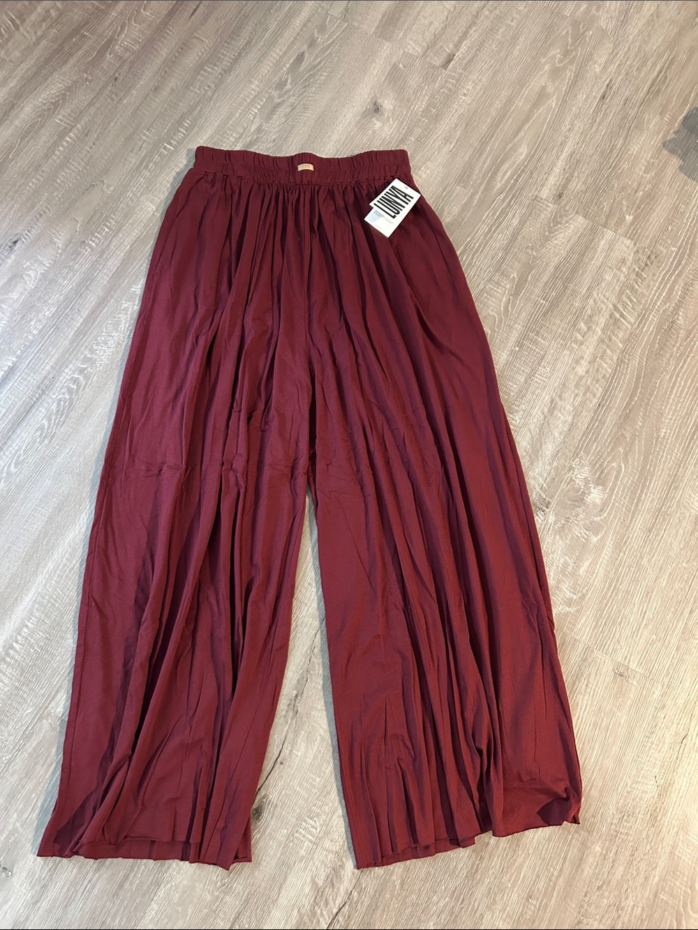 Lunya Organic Pima Wide-Leg Pants - Burgundy